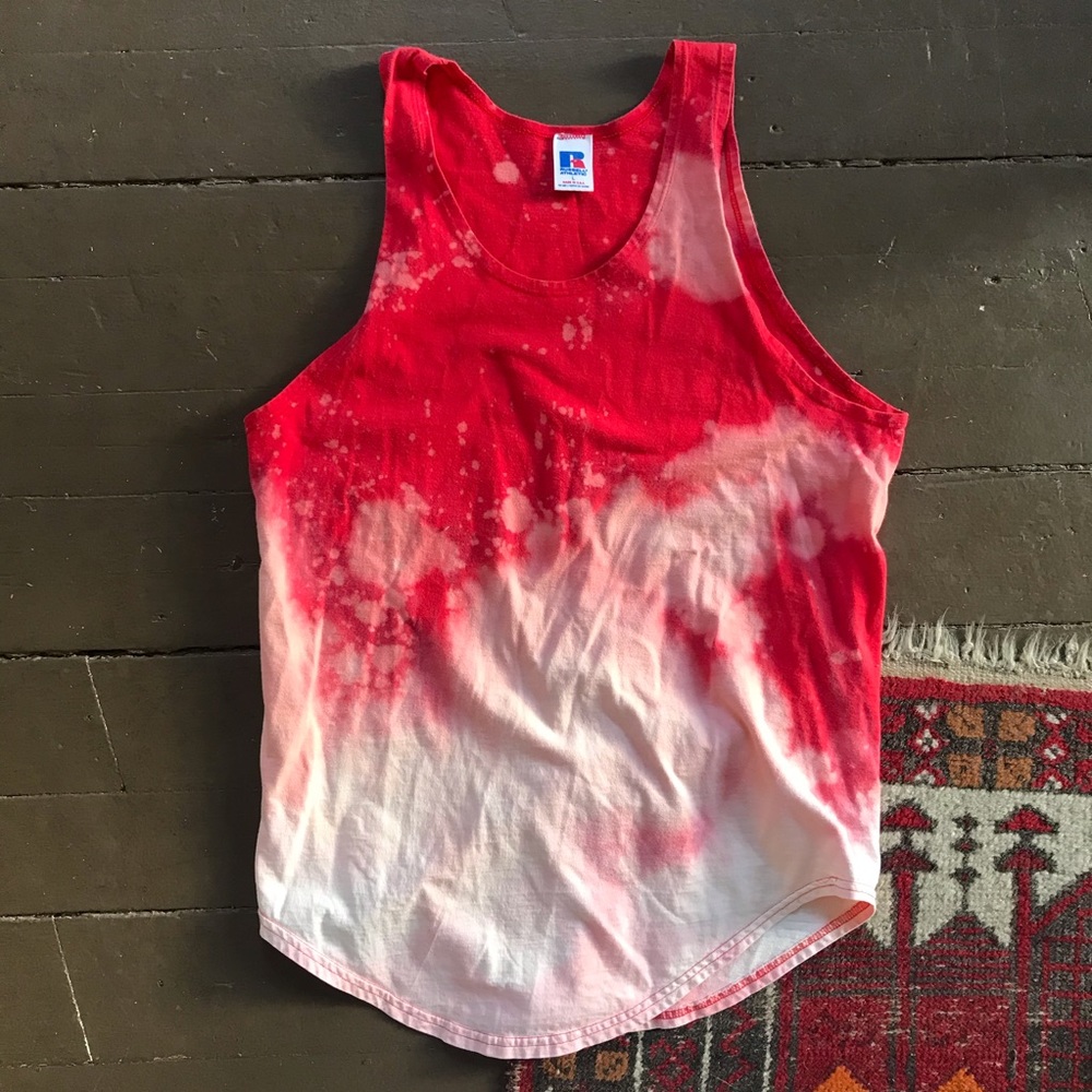 Vintage bleached out red tank top made in 🇺🇸